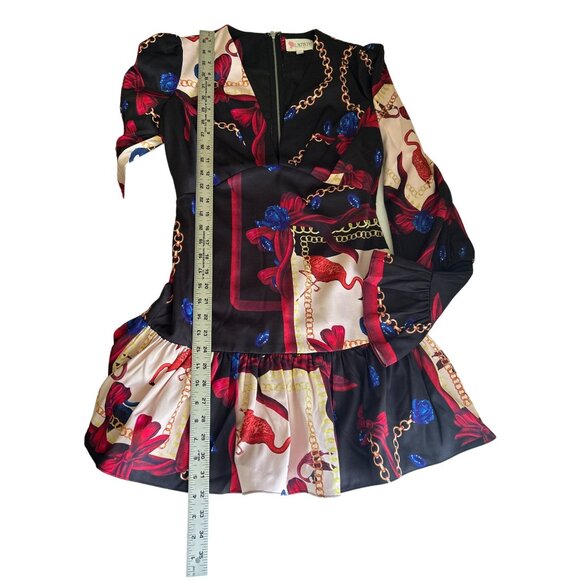 L'ATISTE By Amy Floral Baroque Print Long Sleeve Dress Size S - Picture 8 of 8